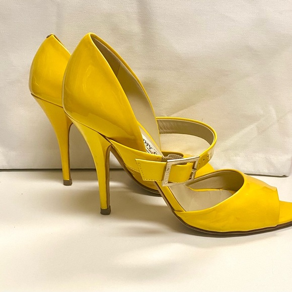 Jimmy Choo Bright Yellow Patent Leather Ankle-Strap Heels - Picture 7 of 12